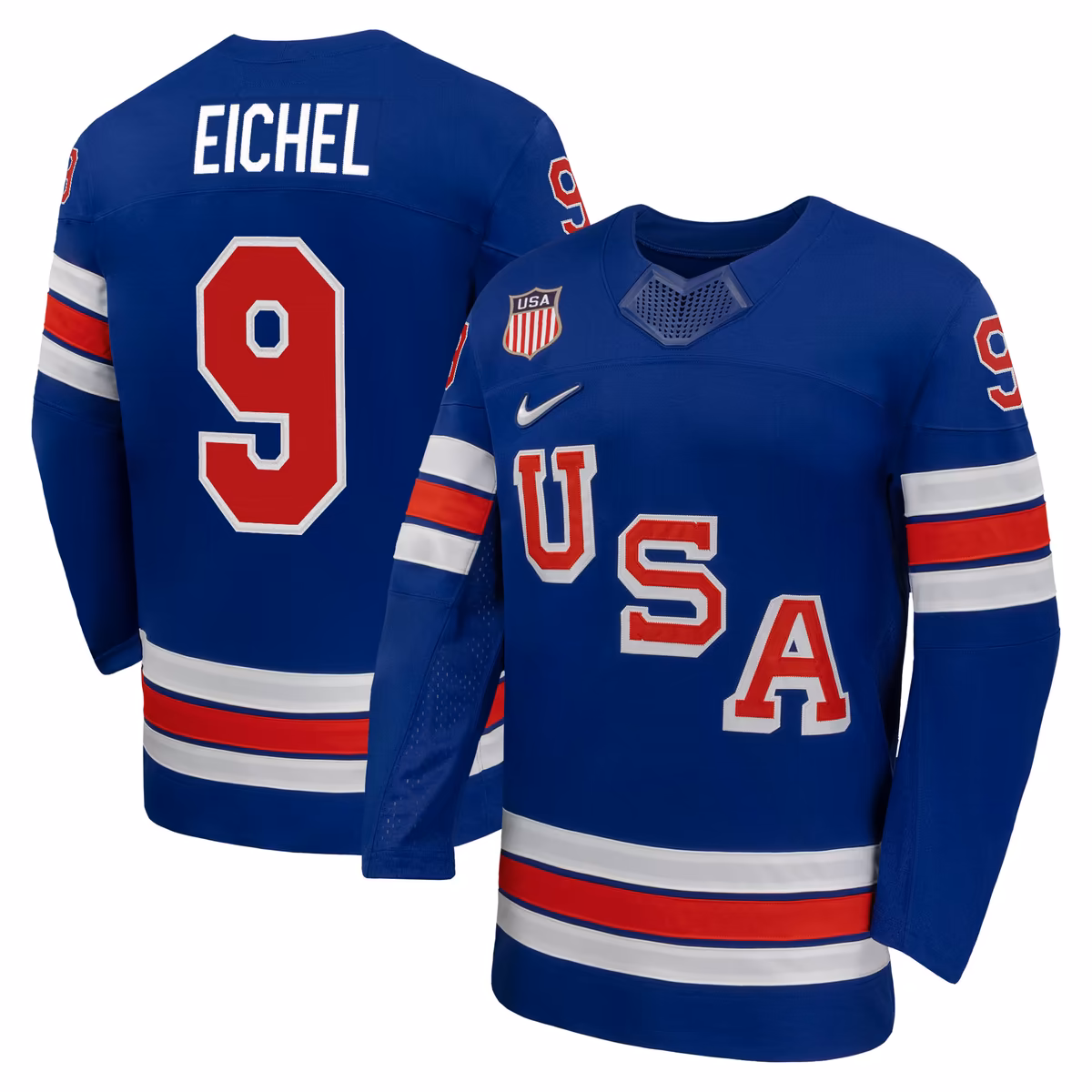Men's Nike Jack Eichel USA Hockey Royal 2026 Home Replica Jersey