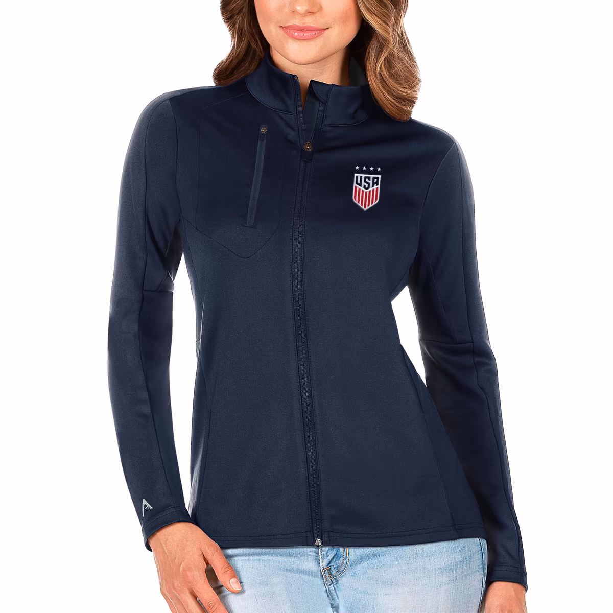 Women's Antigua Navy USWNT Generation Full-Zip Jacket 1 Women's Antigua Navy USWNT Generation Full-Zip Jacket