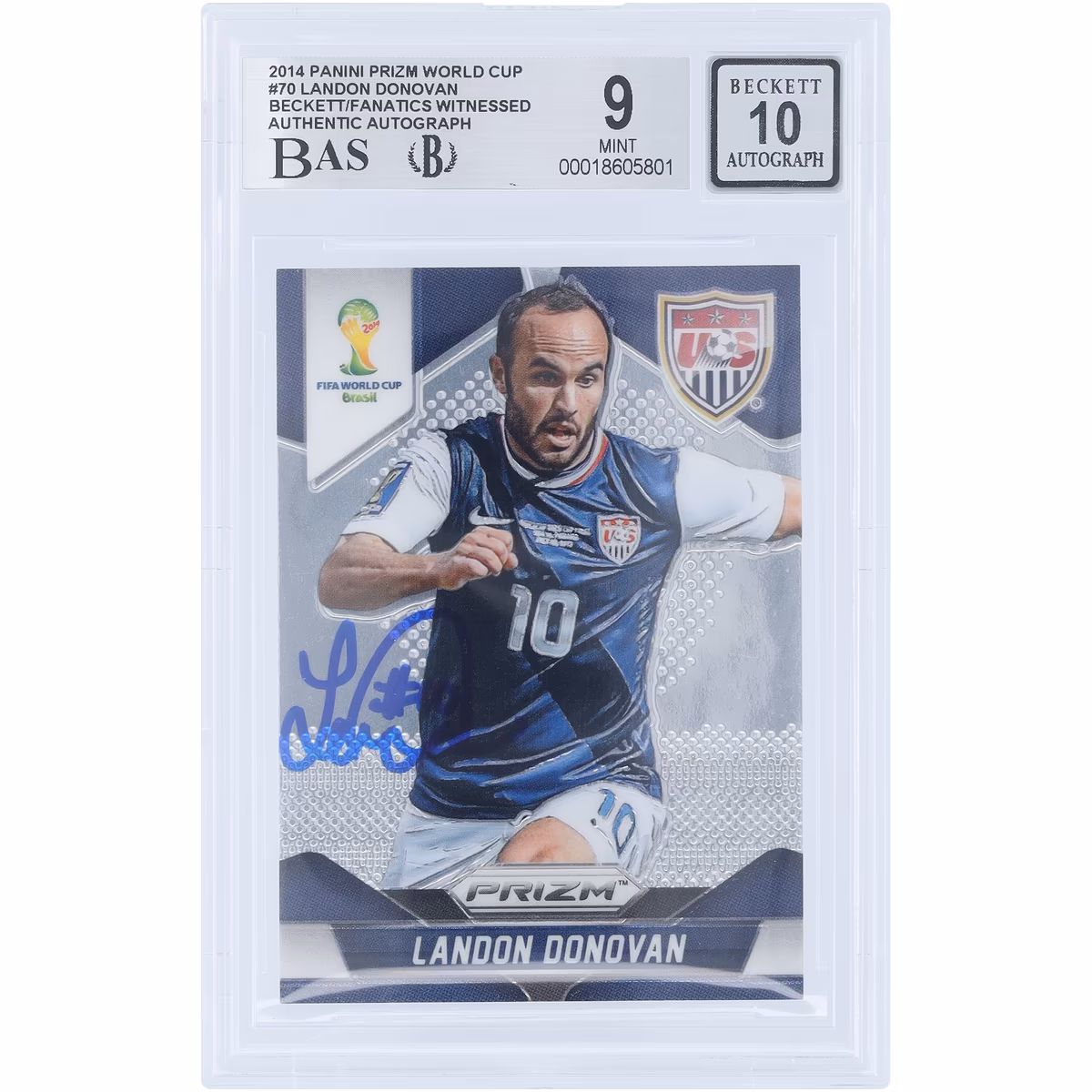 Landon Donovan USMNT Autographed 2014 Panini Prizm World Cup #70 Beckett Fanatics Witnessed Authenticated 9/10 Card 1 Landon Donovan USMNT Autographed 2014 Panini Prizm World Cup #70 Beckett Fanatics Witnessed Authenticated 9/10 Card