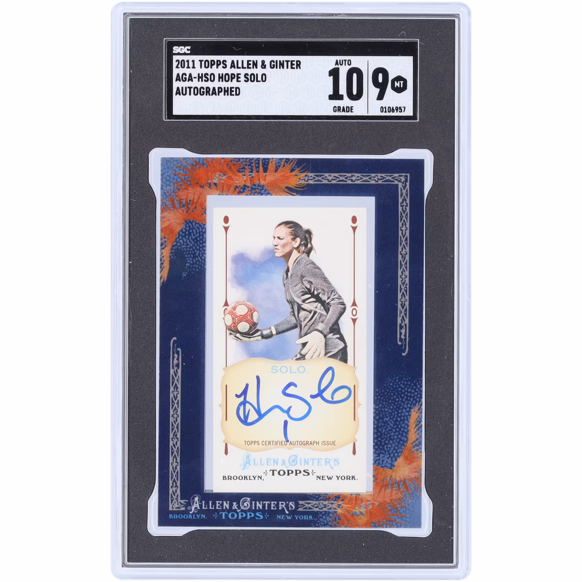 Hope Solo Autographed 2011 Topps Allen & Ginter Mini Framed #AGA-HSO SGC Authenticated 9/10 Card 4 Hope Solo Autographed 2011 Topps Allen & Ginter Mini Framed #AGA-HSO SGC Authenticated 9/10 Card