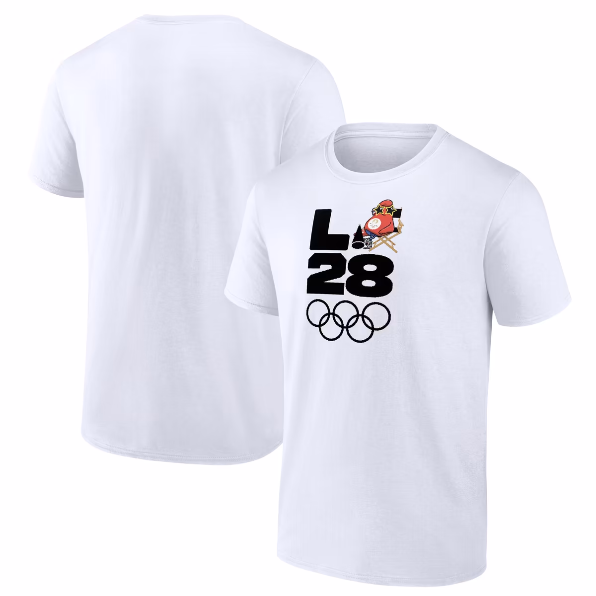 Men's  White LA 2028 Summer Olympics Mascot Handover T-Shirt
