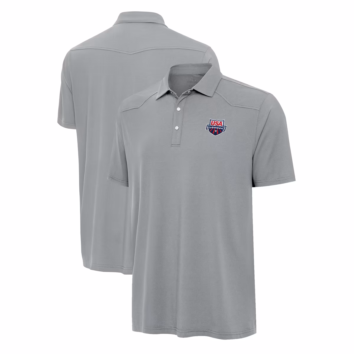 Men's Antigua  Gray USA Swimming Western Polo