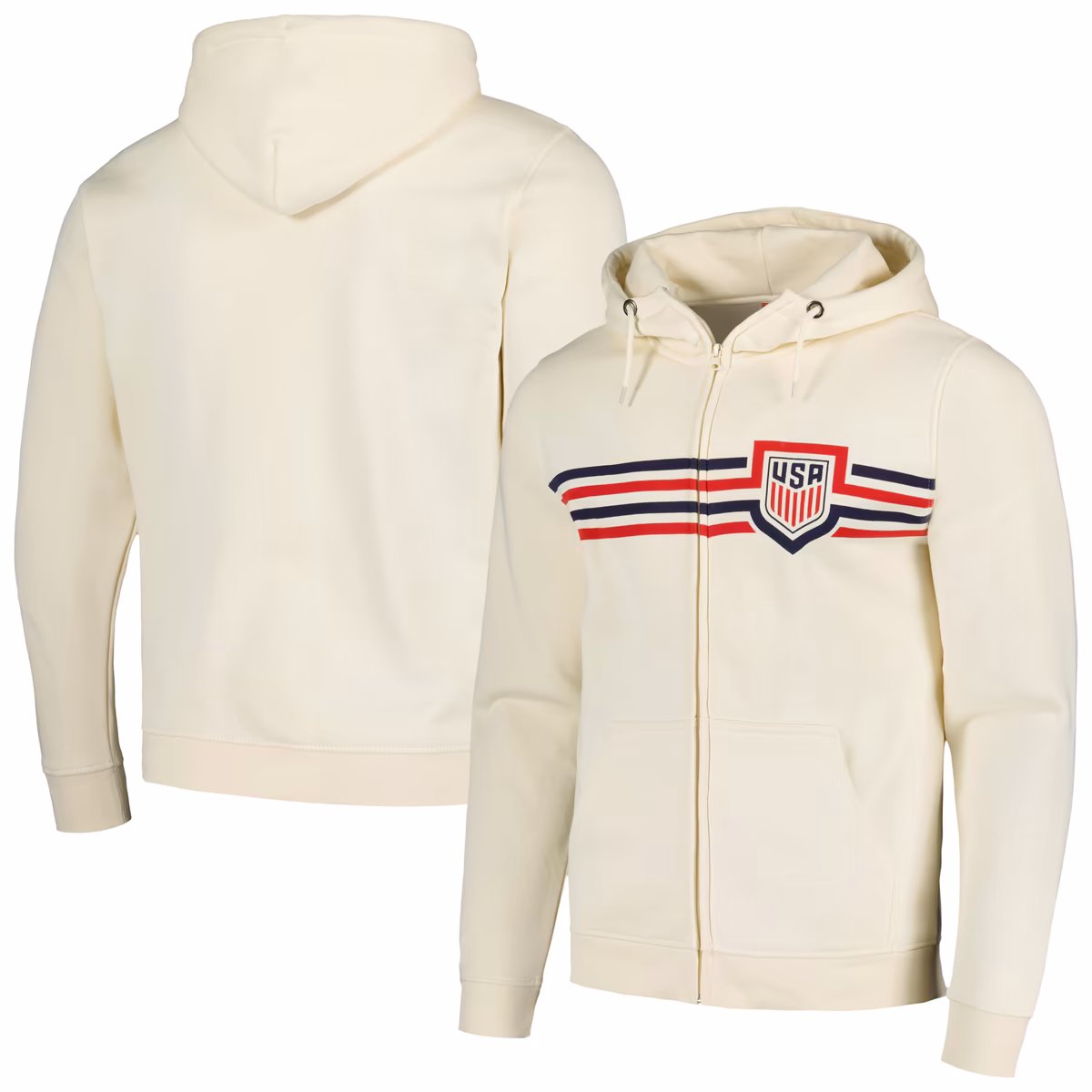 Men's Cream USMNT Lined Full-Zip Hoodie