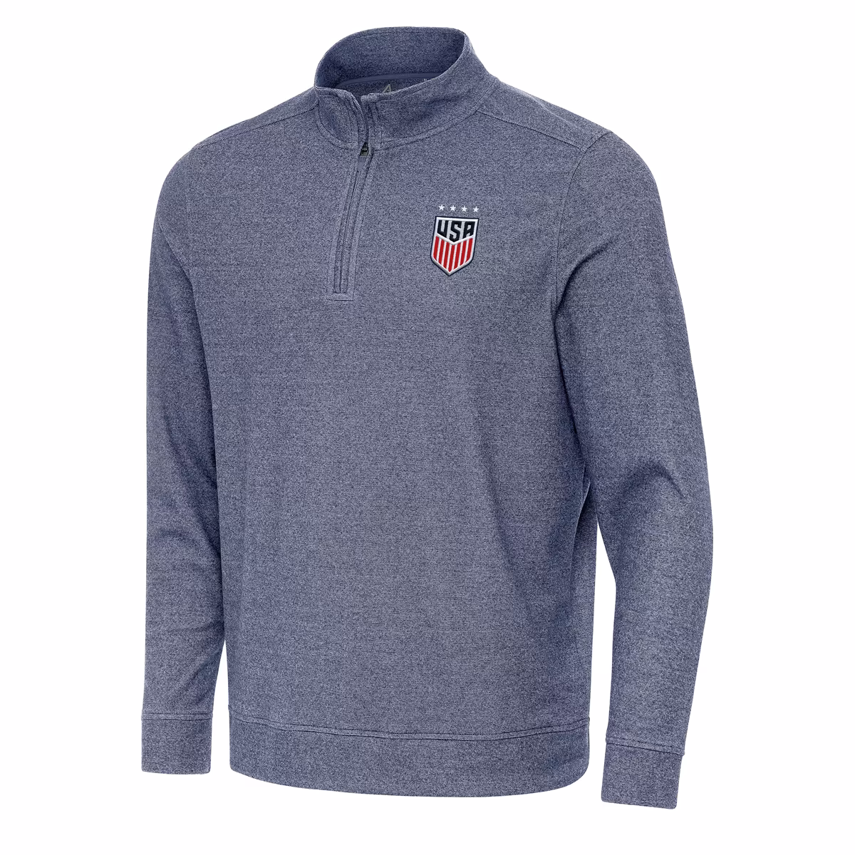 Men's Antigua Heather Navy USWNT Subtle Quarter-Zip Top 1 Men's Antigua Heather Navy USWNT Subtle Quarter-Zip Top