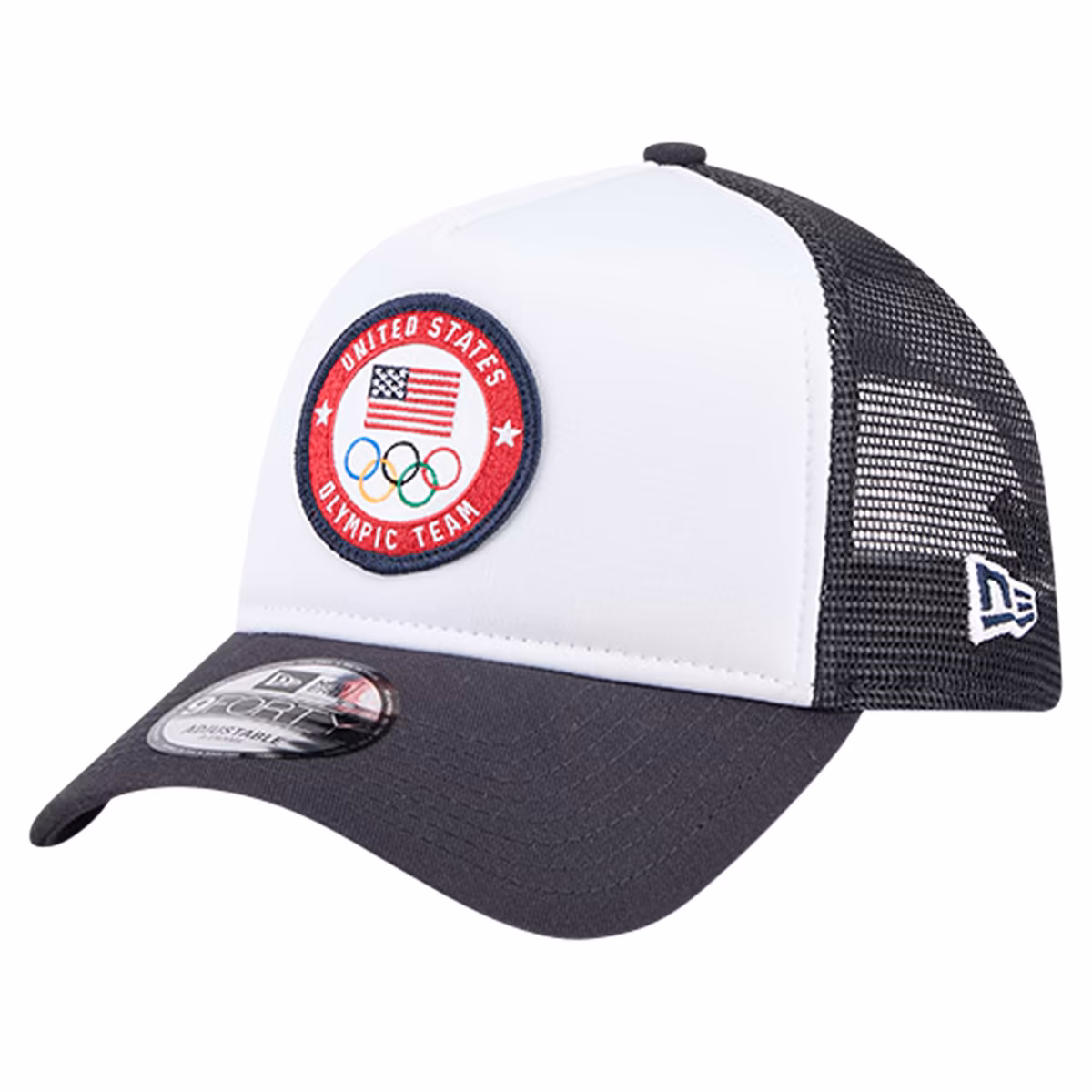 Men's New Era Navy Team USA Color Block A-Frame Trucker 9FORTY Adjustable Hat