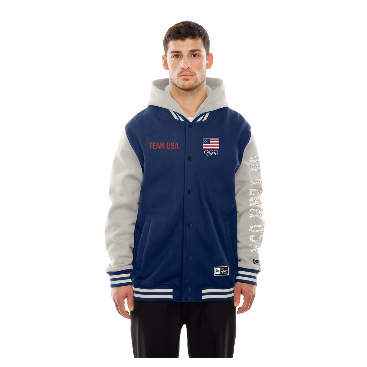 Men's New Era Navy Team USA Snap-Front Varsity Jacket 1 Men's New Era Navy Team USA Snap-Front Varsity Jacket
