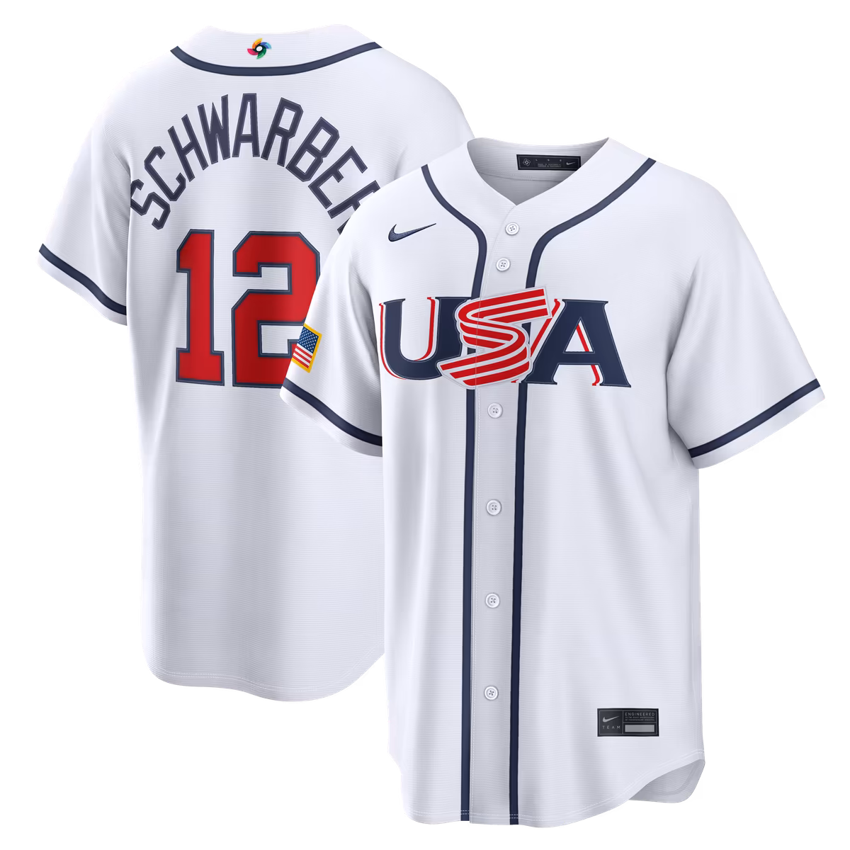 Men's Nike Kyle Schwarber White USA Baseball 2026 World Baseball Classic Home Stadium Jersey