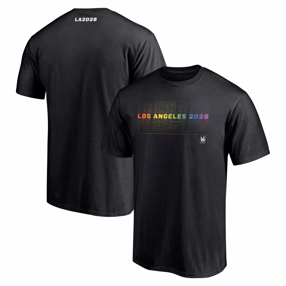Men's Black LA28 Summer Olympics Pride Repeat T-Shirt