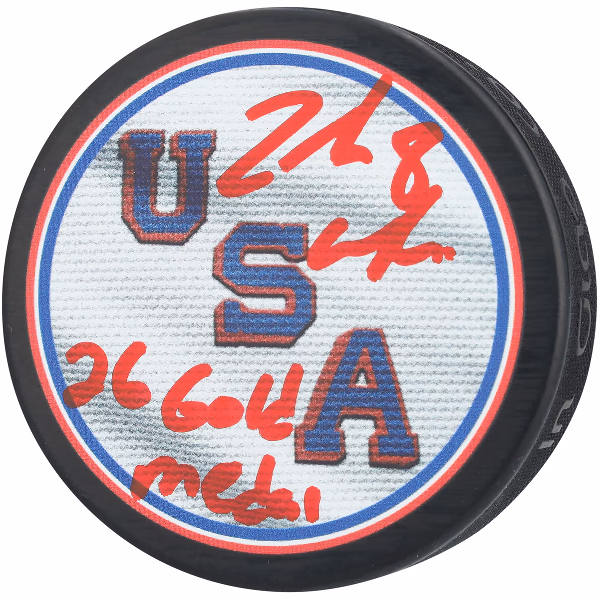Zach Werenski Team USA Autographed 2026 Winter Olympics Hockey Puck with "26 Gold Medal" Inscription