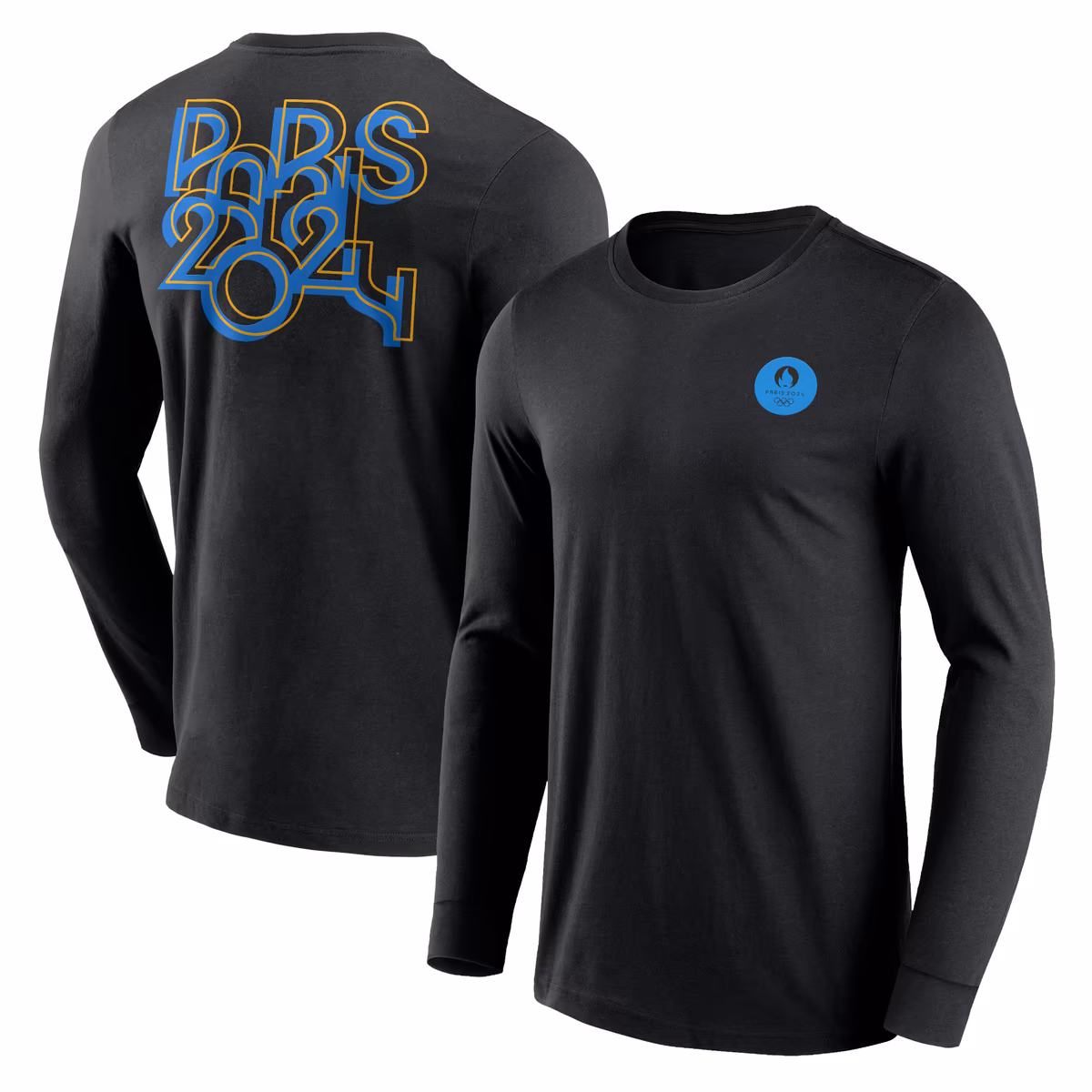 Men's Fanatics Black Paris 2024 Summer Olympics Text Block Overlay Long Sleeve T-Shirt