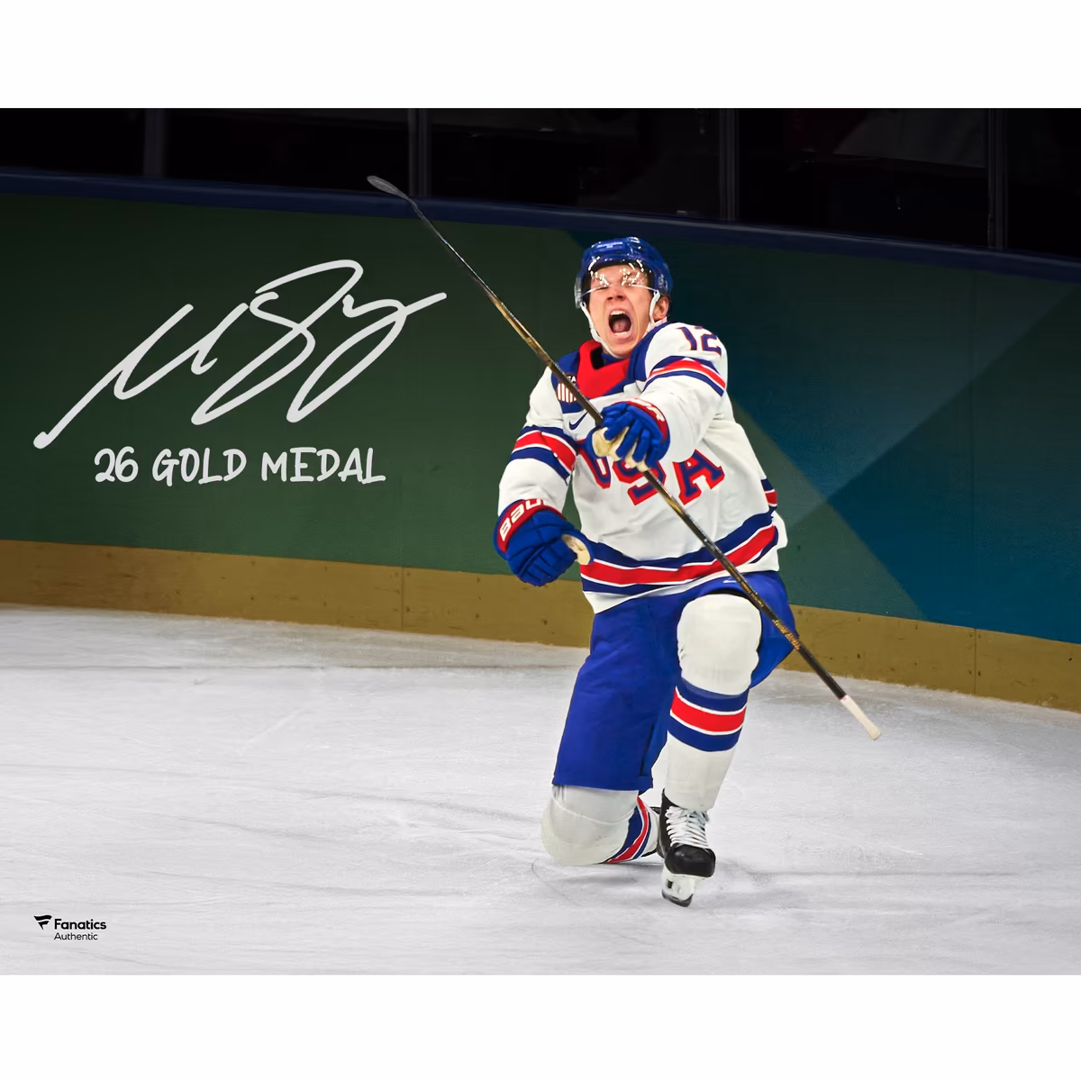 Matthew Boldy Team USA Autographed 16" x 20" 2026 Winter Olympics Gold Medal Winner Photograph with "26 Gold Medal" Inscription