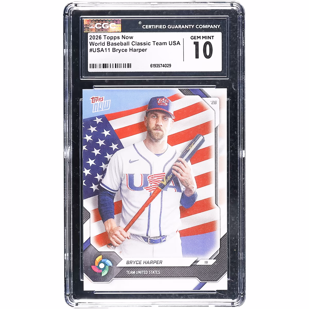 Bryce Harper USA Baseball 2026 Topps Now #USA11 CGC Authenticated 10 Card