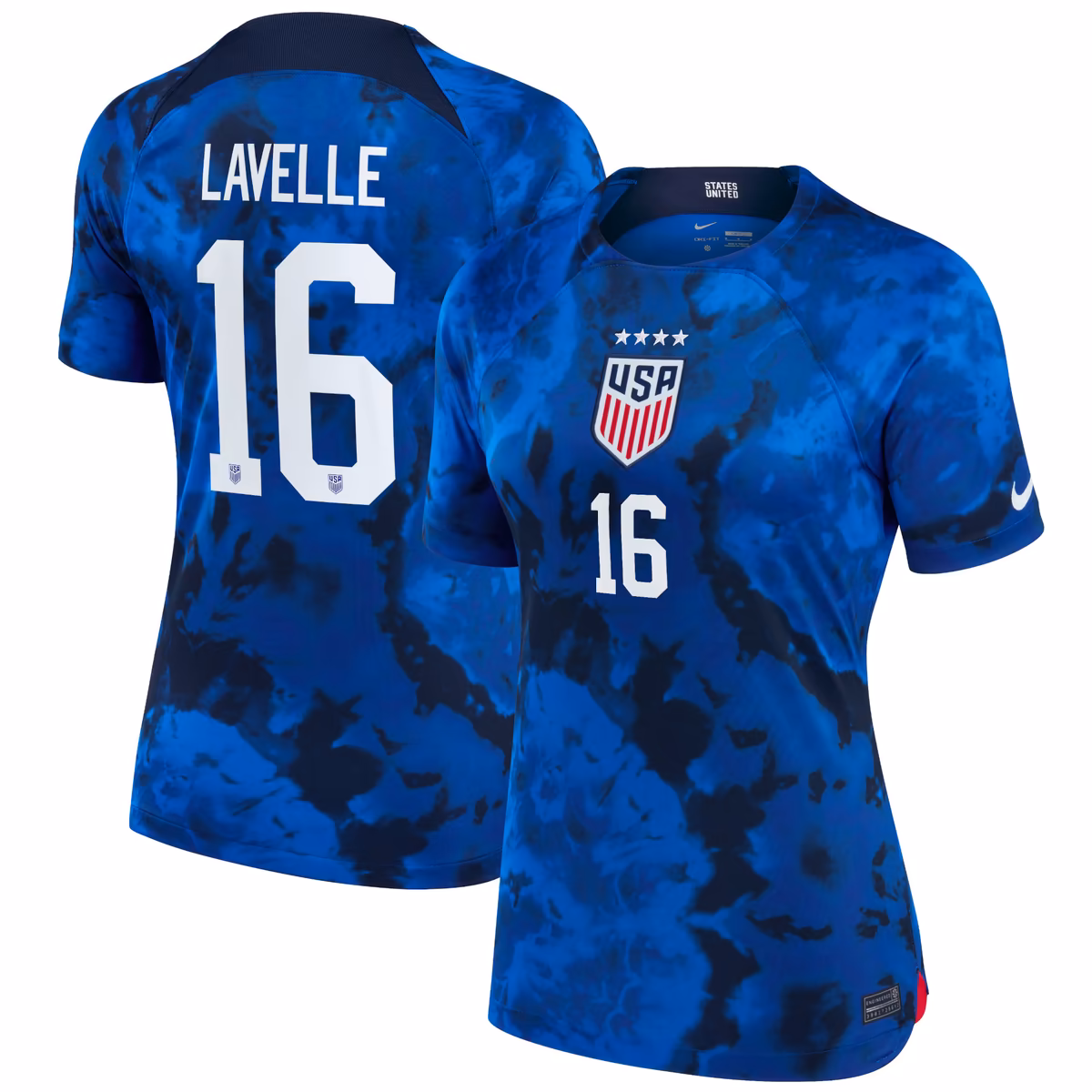 Women's Nike Rose Lavelle Blue USWNT 2022/23 Away Breathe Stadium Replica Player Jersey 13 Women's Nike Rose Lavelle Blue USWNT 2022/23 Away Breathe Stadium Replica Player Jersey