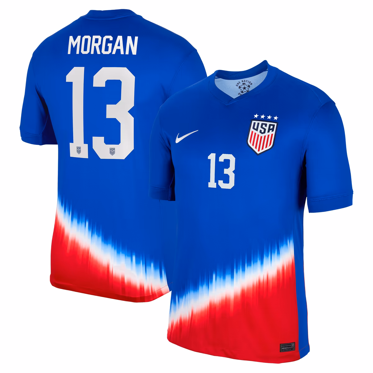 Men's Nike Alex Morgan Royal USWNT 2024 Away Stadium Replica Player Jersey 13 Men's Nike Alex Morgan Royal USWNT 2024 Away Stadium Replica Player Jersey