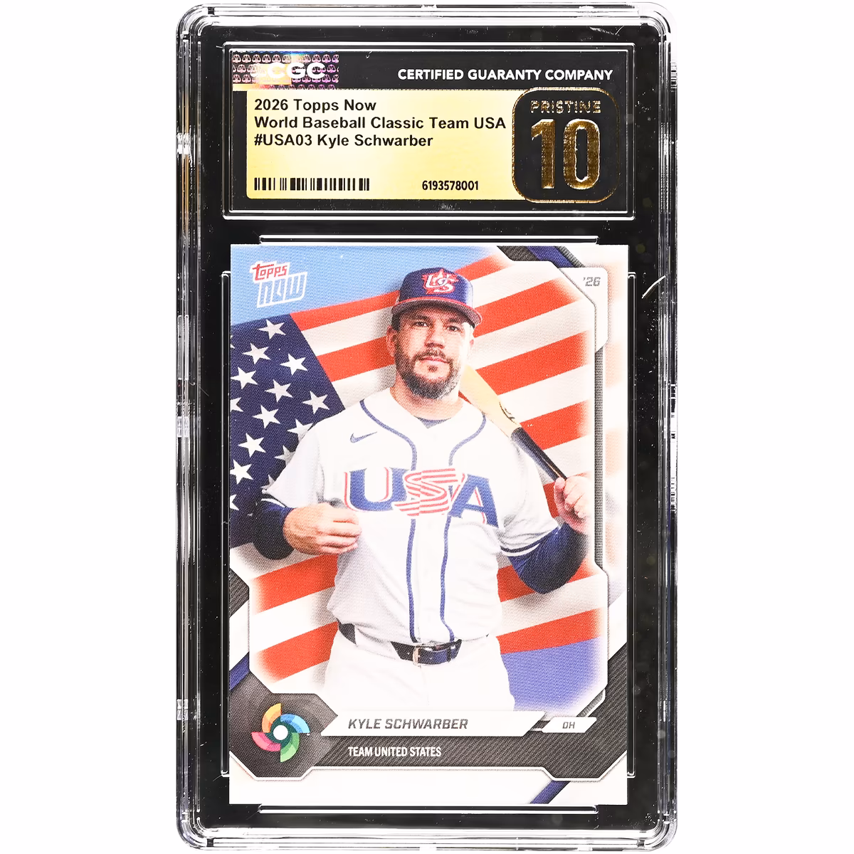 Kyle Schwarber USA Baseball 2026 Topps Now #USA03 CGC Authenticated Pristine 10 Card