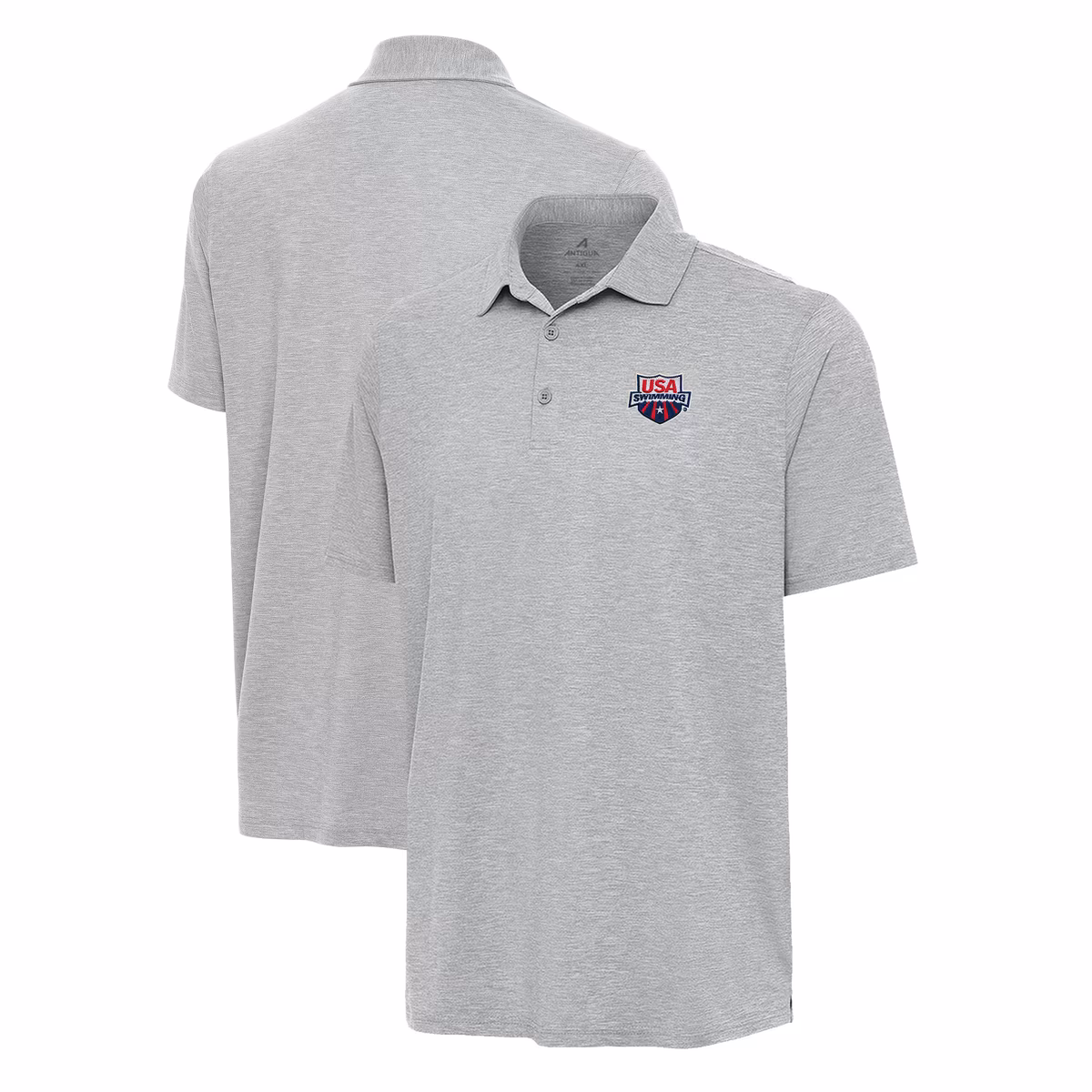 Men's Antigua Heather Gray USA Swimming Big & Tall Par 3 Polo 2 Men's Antigua Heather Gray USA Swimming Big & Tall Par 3 Polo