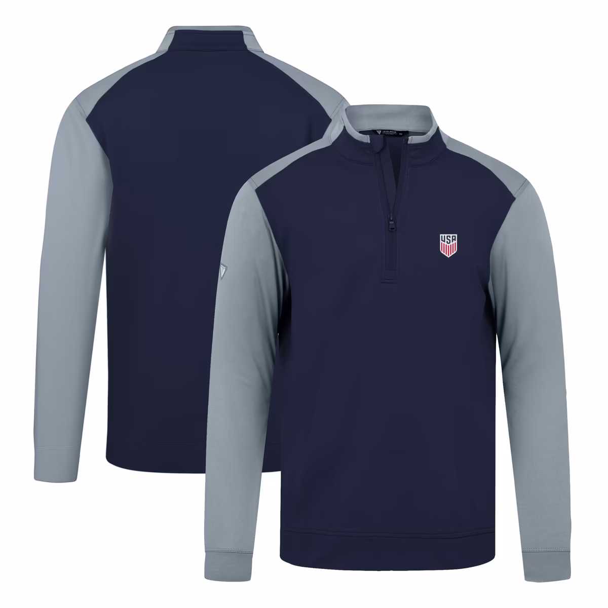 Men's Levelwear Navy USMNT Bayou Quarter-Zip Pullover Top