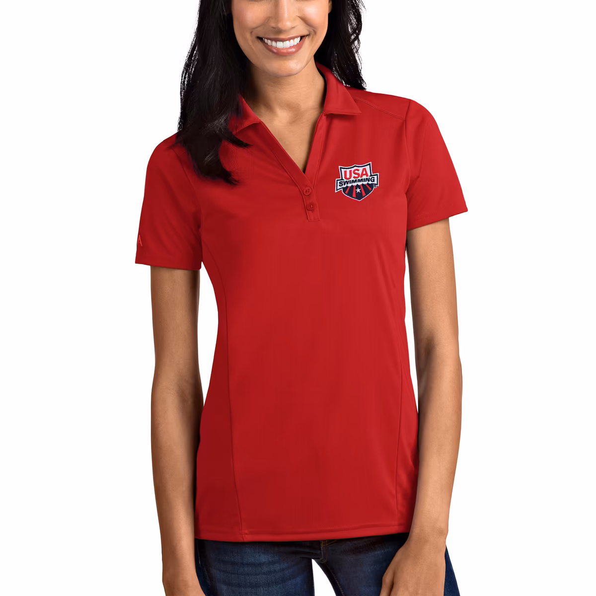 Women's Antigua Red USA Swimming Tribute Polo 6 Women's Antigua Red USA Swimming Tribute Polo