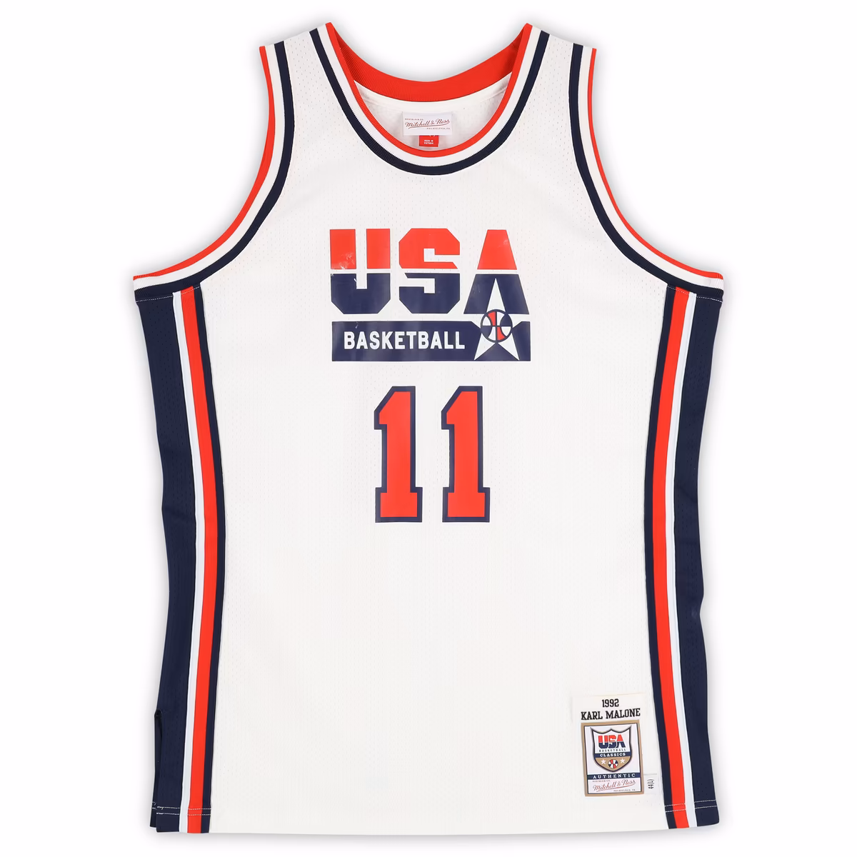 Karl Malone USA Basketball Autographed Fanatics Authentic White Mitchell & Ness 1992 Authentic Jersey 3 Karl Malone USA Basketball Autographed Fanatics Authentic White Mitchell & Ness 1992 Authentic Jersey