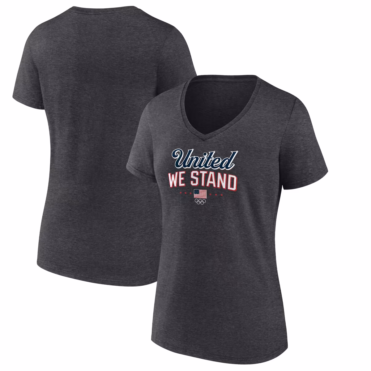 Women's Fanatics Heather Charcoal Team USA Victory V-Neck T-Shirt