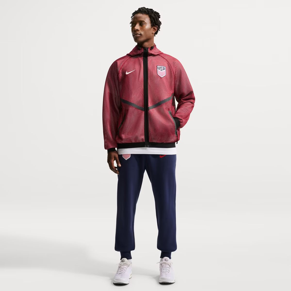 Men's Nike Red USMNT 2026 Anthem Mesh Dri-FIT Full-Zip Hooded Jacket