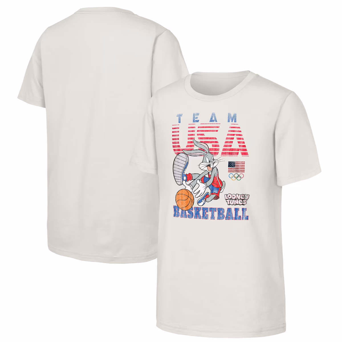 Youth Bugs Bunny Cream Team USA Looney Tunes Basketball T-Shirt