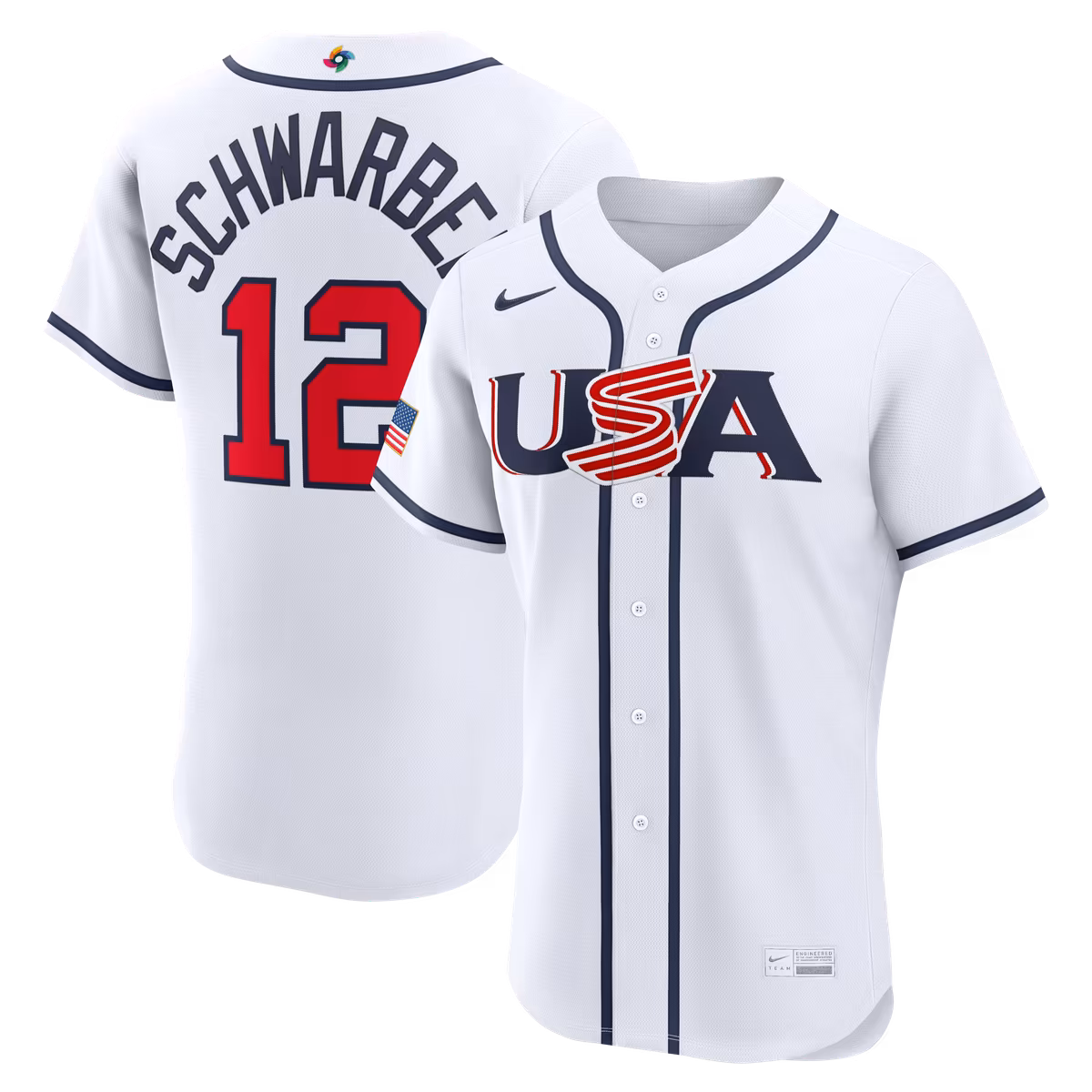 Men's Nike Kyle Schwarber White USA Baseball 2026 World Baseball Classic Home Authentic Jersey