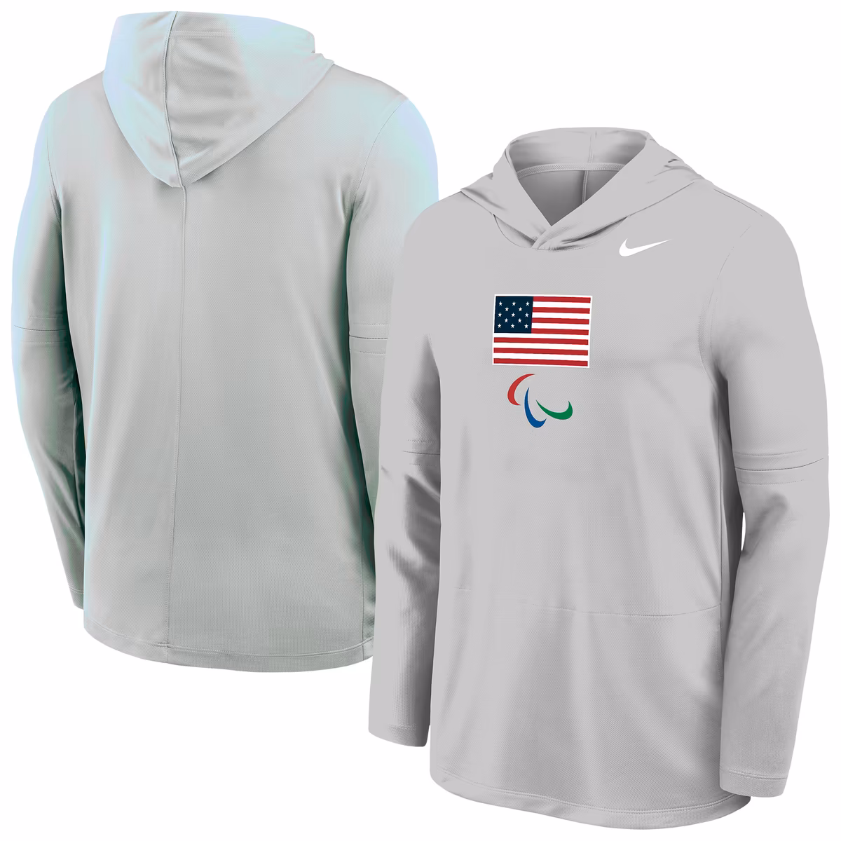 Men's Nike Gray U.S. Paralympics Lightweight Dri-FIT Long Sleeve Hoodie T-Shirt 1 Men's Nike Gray U.S. Paralympics Lightweight Dri-FIT Long Sleeve Hoodie T-Shirt
