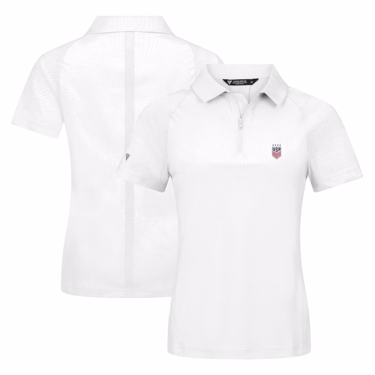 Women's Levelwear White USWNT Quarter-Zip Polo 3 Women's Levelwear White USWNT Quarter-Zip Polo