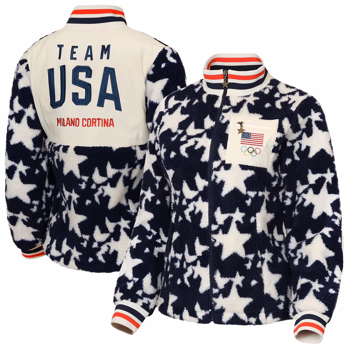 Women's Outerstuff  Navy Team USA Milano Cortina 2026 Winter Olympics Full-Zip Sherpa Jacket