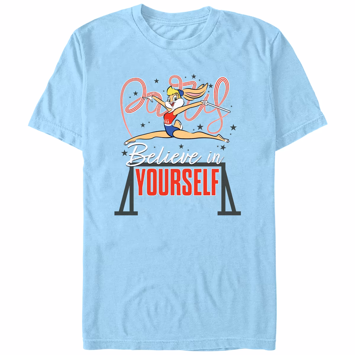Unisex Mad Engine Lola Bunny Light Blue Looney Tunes Team USA Believe In Yourself T-Shirt