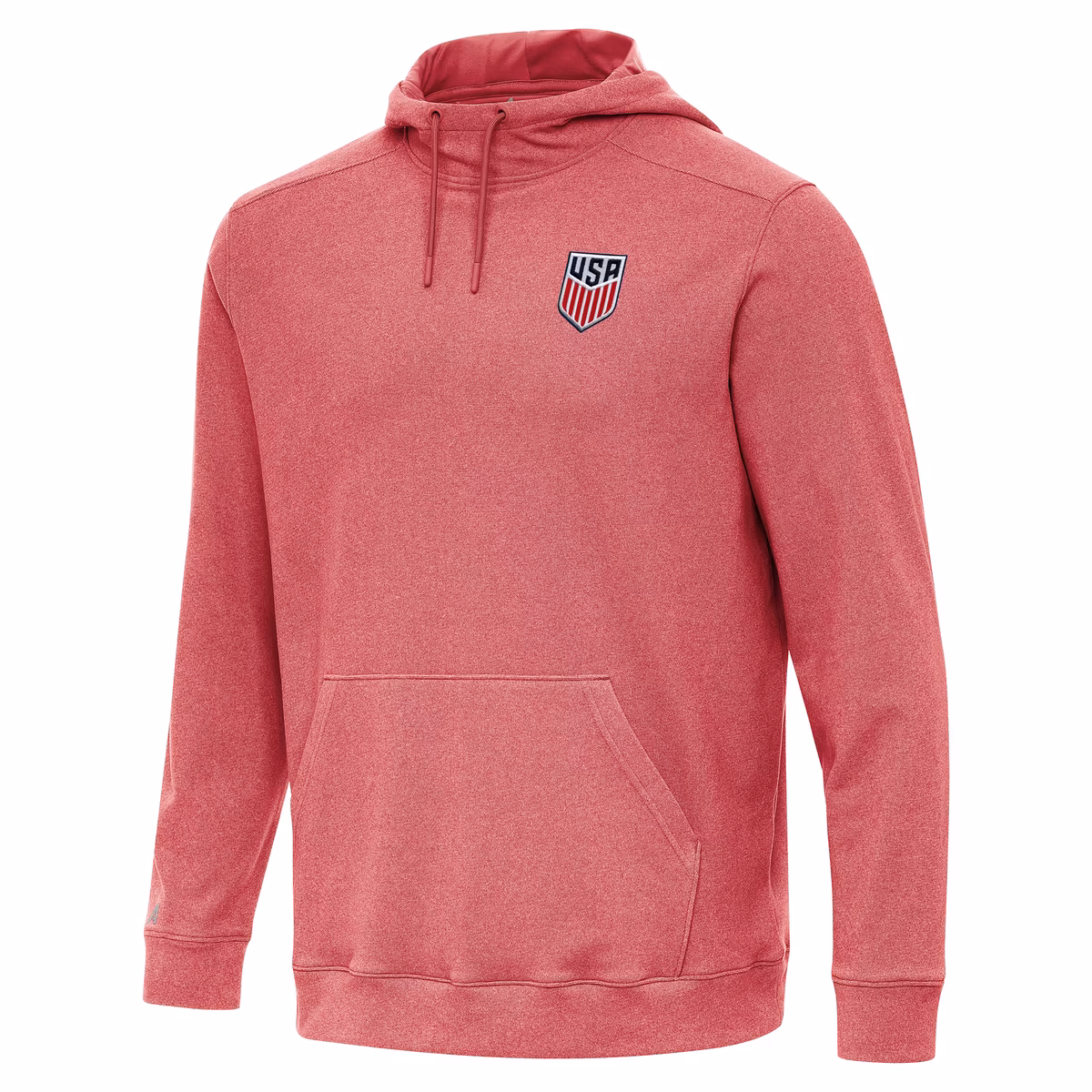 Men's Antigua Heather Red USMNT Cloud Pullover Hoodie