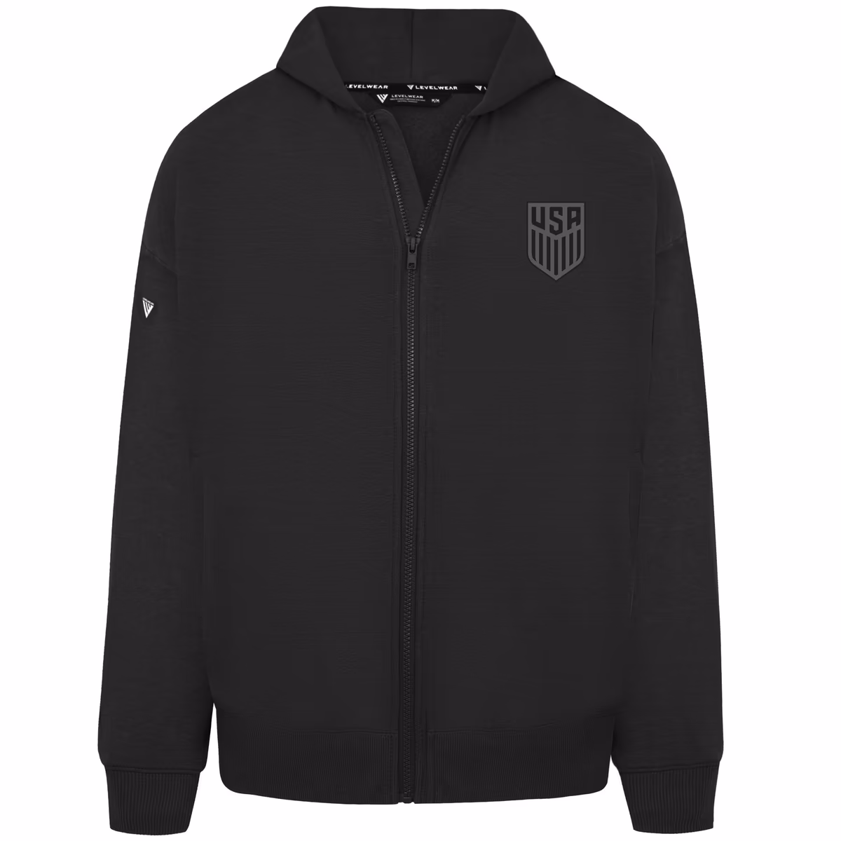 Men's Levelwear Black USMNT Oversized Uphill Full-Zip Hoodie 2 Men's Levelwear Black USMNT Oversized Uphill Full-Zip Hoodie