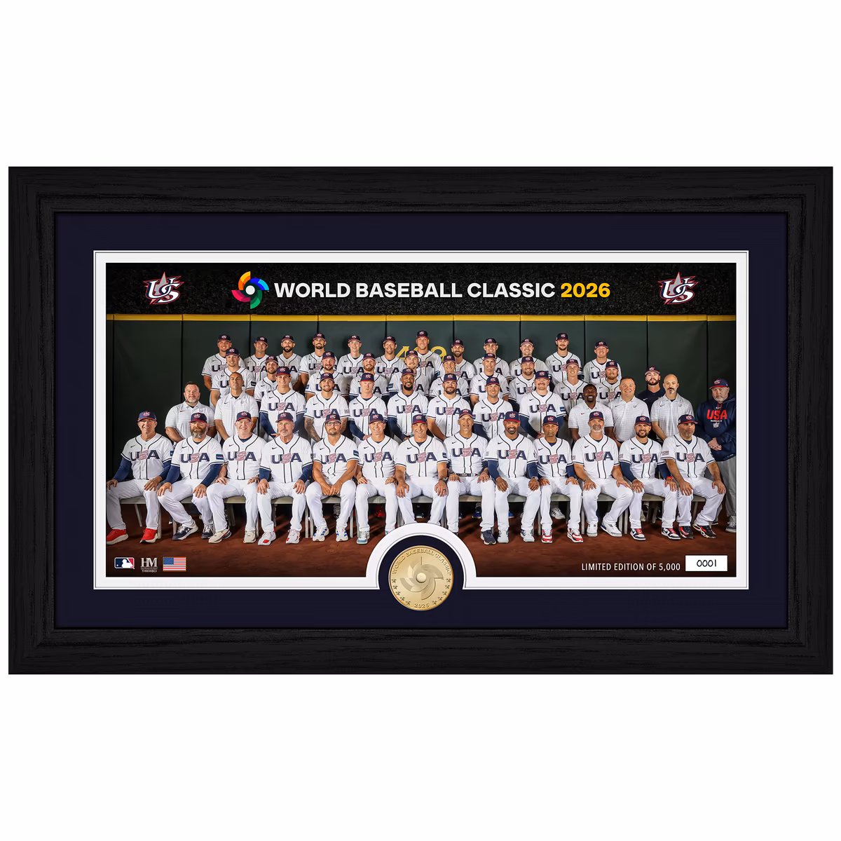 Highland Mint USA Baseball 2026 World Baseball Classic 12'' x 20'' Bronze Coin Photo Mint