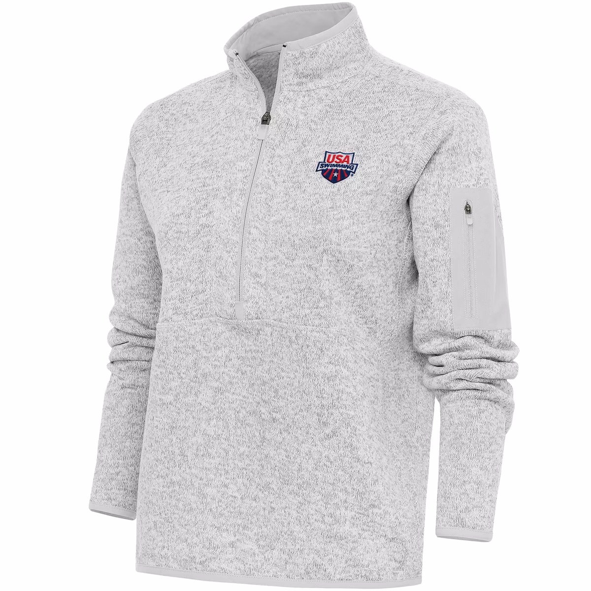 Women's Antigua Heather Gray USA Swimming Fortune Half-Zip Pullover Jacket 1 Women's Antigua Heather Gray USA Swimming Fortune Half-Zip Pullover Jacket