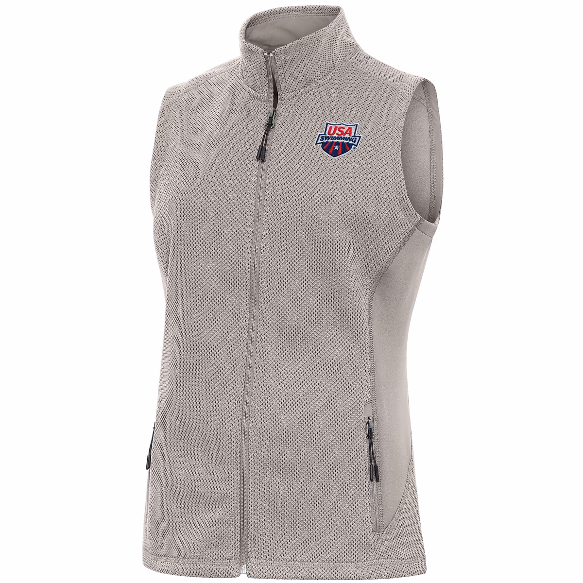 Women's Antigua  Oatmeal USA Swimming Course Full-Zip Vest