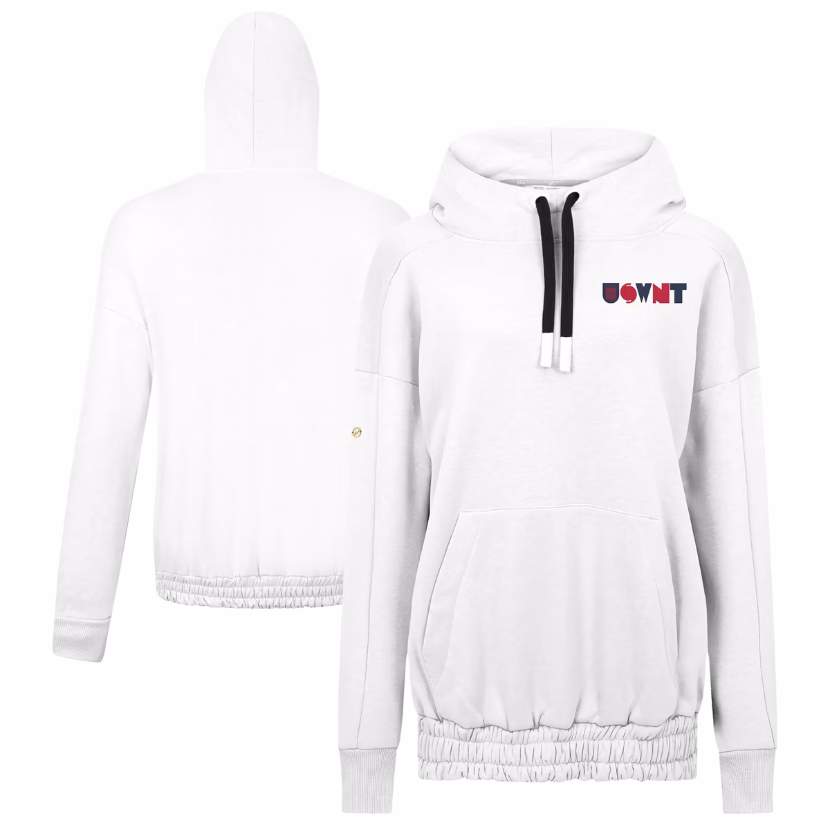 Women's Levelwear White USWNT Waterfall Full On Pullover Hoodie