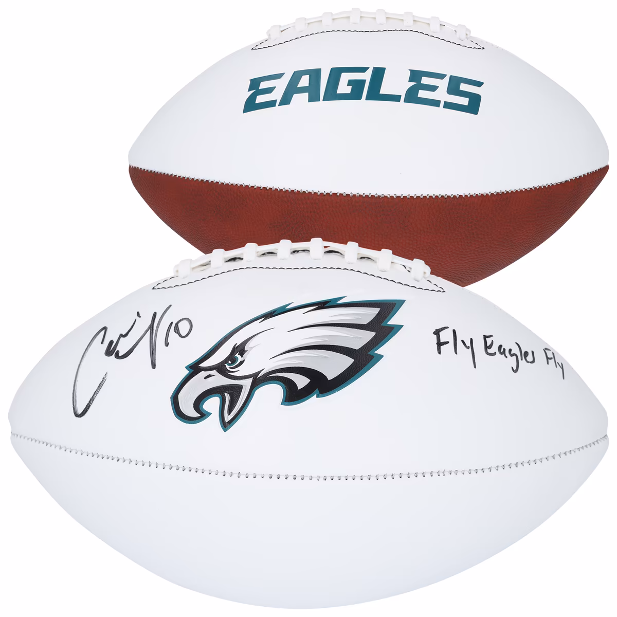 Carli Lloyd USWNT Autographed Philadelphia Eagles Franklin White Panel Football with "Fly Eagles Fly" Inscription