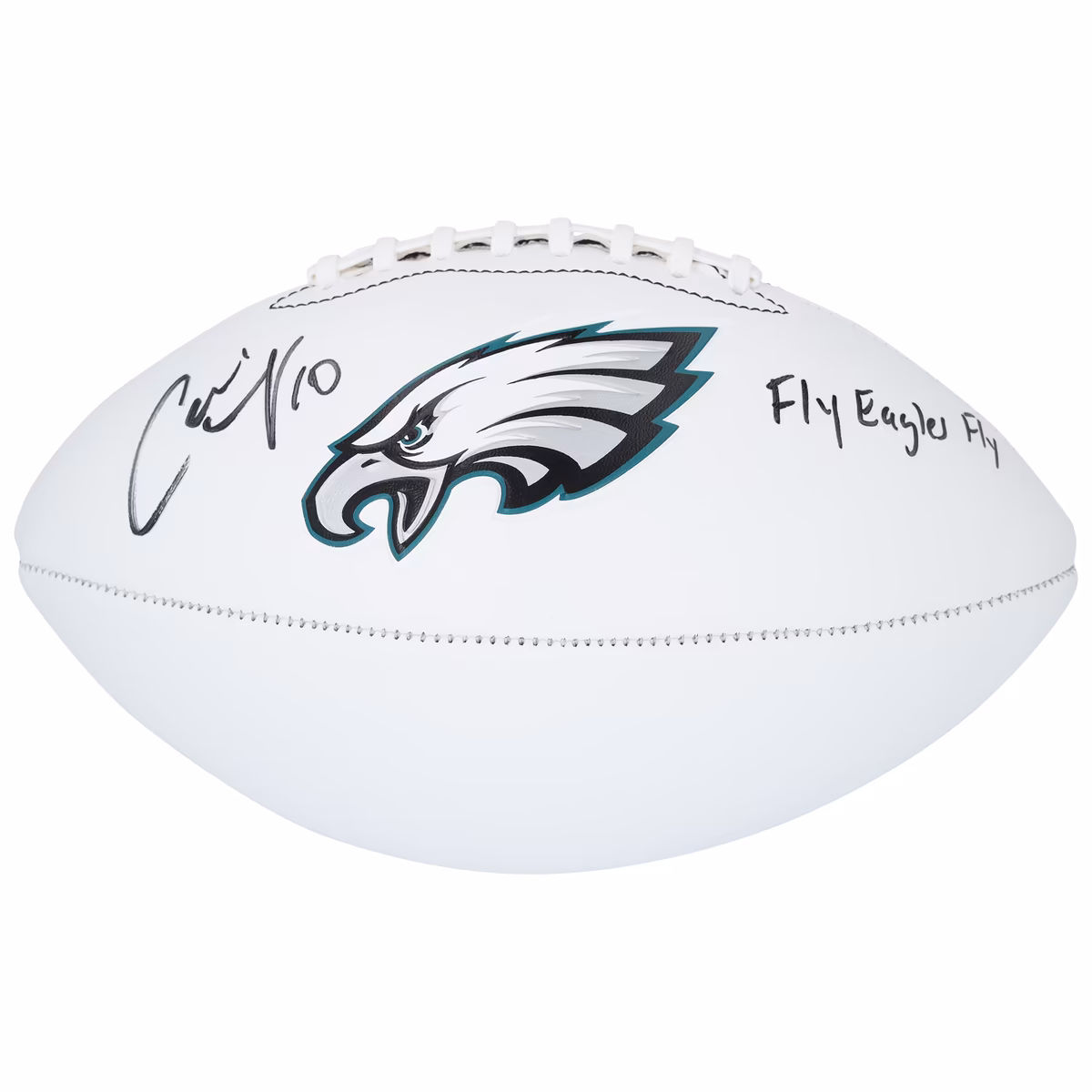 Carli Lloyd USWNT Autographed Philadelphia Eagles Franklin White Panel Football with "Fly Eagles Fly" Inscription