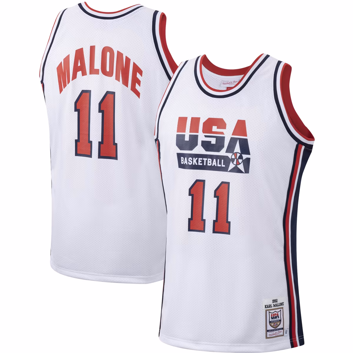 Men's Mitchell & Ness Karl Malone White USA Basketball 1992 Authentic Jersey