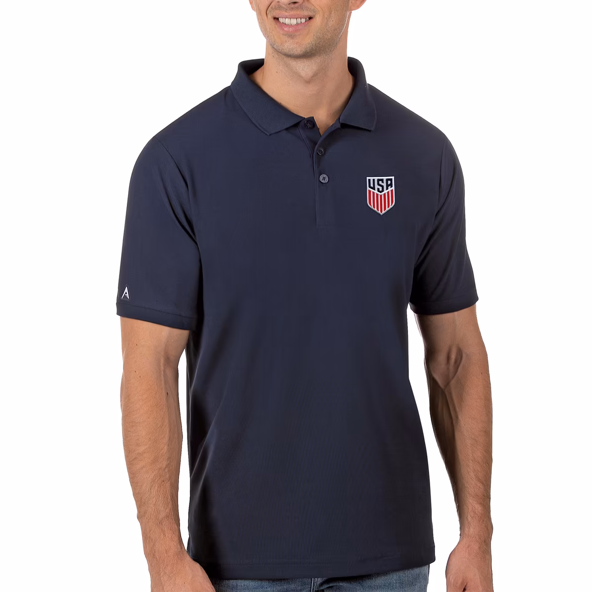 Men's Antigua Navy USMNT Legacy Pique Polo 1 Men's Antigua Navy USMNT Legacy Pique Polo