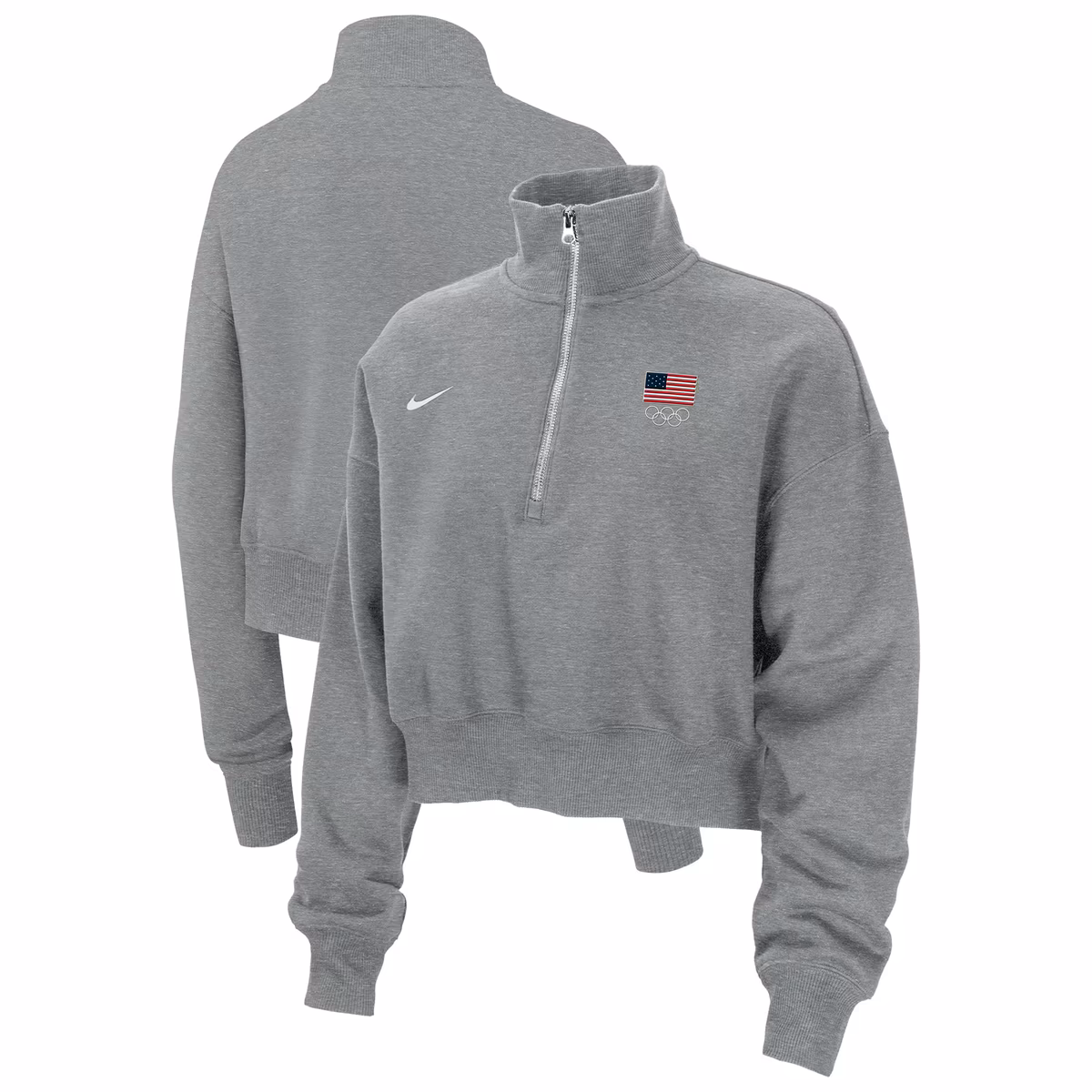 Women's Nike Gray Team USA Phoenix Fleece Half-Zip Sweatshirt