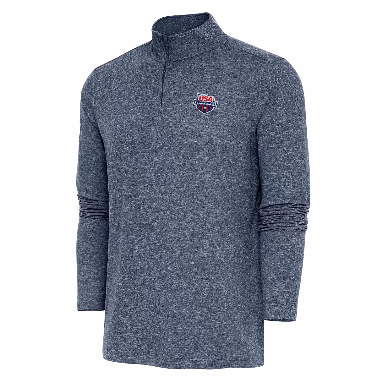Men's Antigua Heather Navy USA Swimming Hunk Quarter-Zip Top 2 Men's Antigua Heather Navy USA Swimming Hunk Quarter-Zip Top