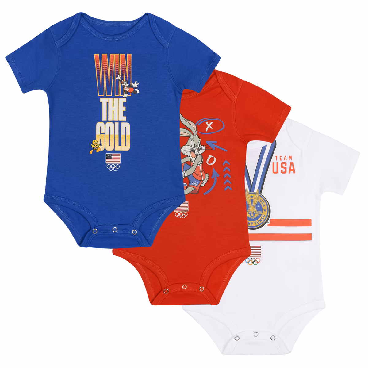 Newborn & Infant Red Team USA Looney Tunes Three-Pack Bodysuit Set