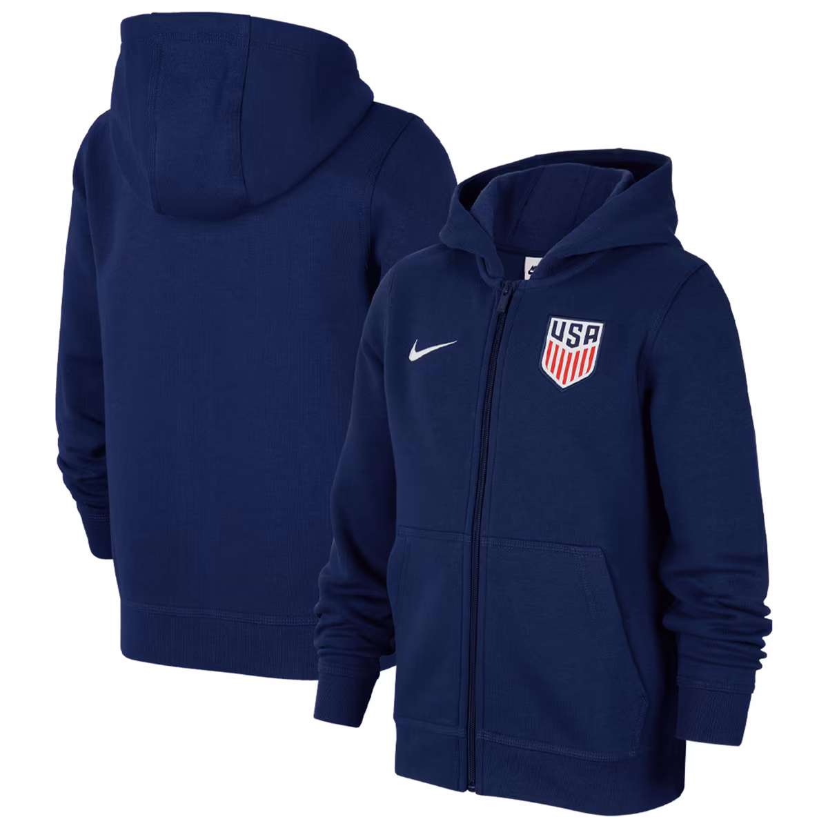 Youth Nike  Navy USMNT Club Fleece Full-Zip Hoodie