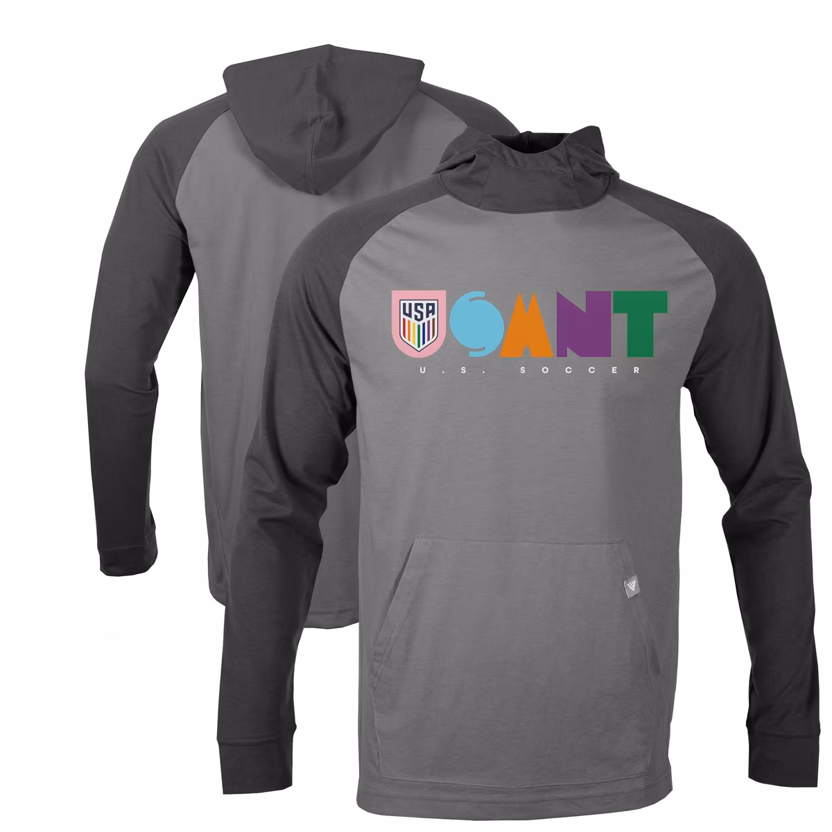 Men's Levelwear Gray USMNT Pride Uproar Raglan Long Sleeve Hoodie T-Shirt 2 Men's Levelwear Gray USMNT Pride Uproar Raglan Long Sleeve Hoodie T-Shirt