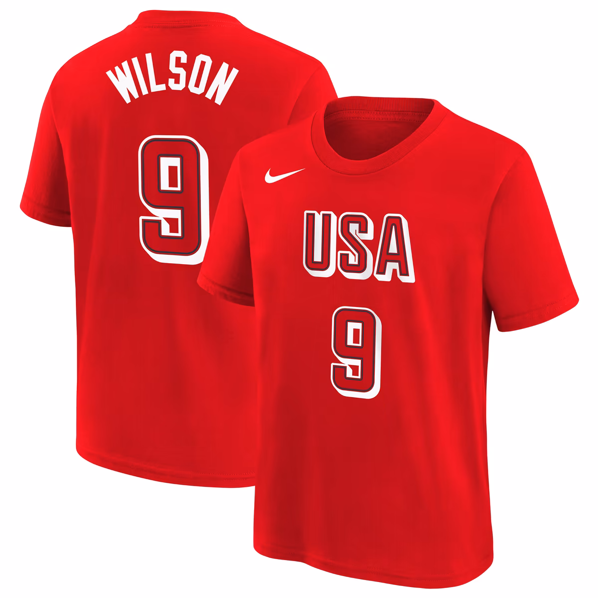 Youth Nike A'ja Wilson Red USA Basketball 2024 Summer Olympics Name & Number T-Shirt 7 Youth Nike A'ja Wilson Red USA Basketball 2024 Summer Olympics Name & Number T-Shirt