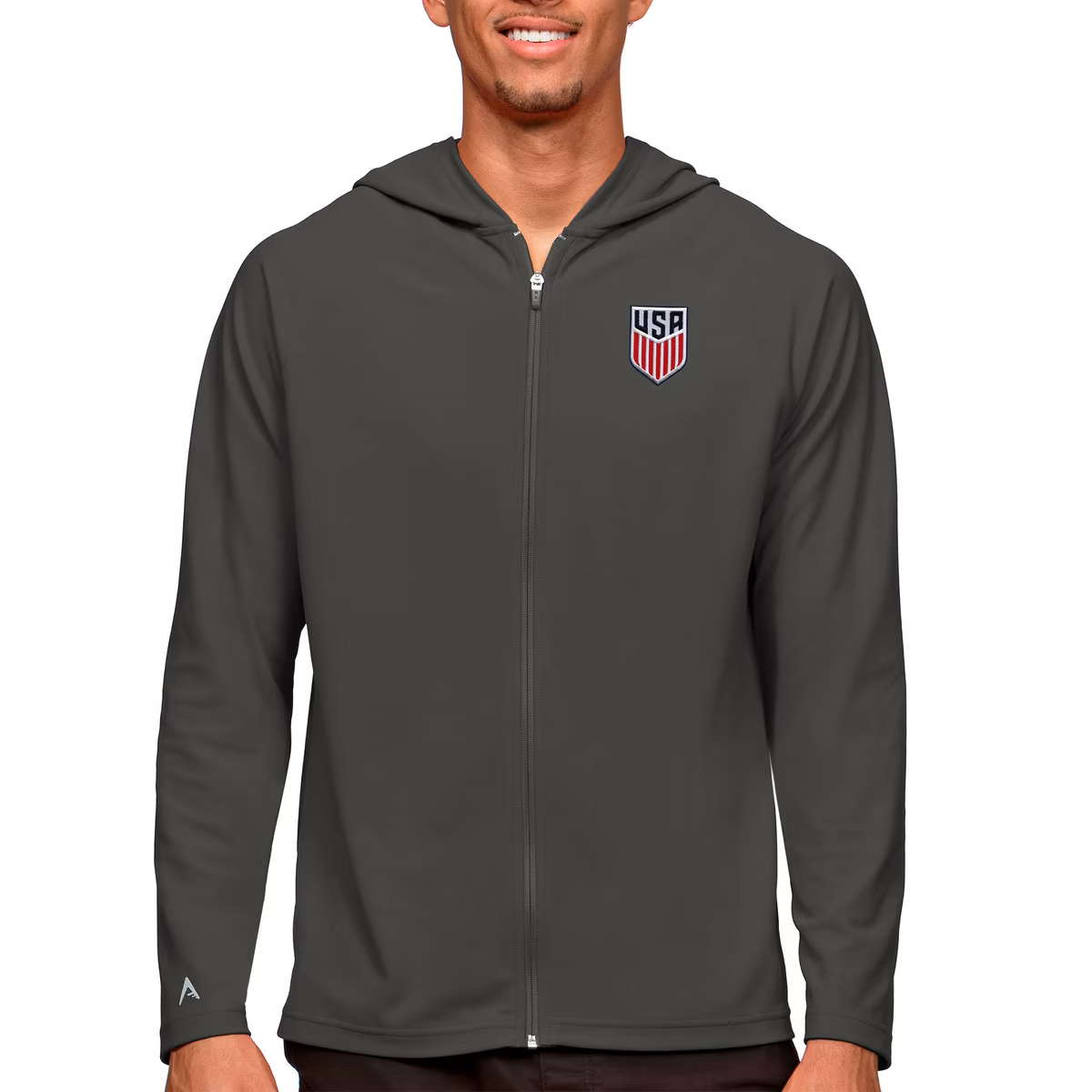 Men's Antigua Charcoal USMNT Legacy Full-Zip Hoodie