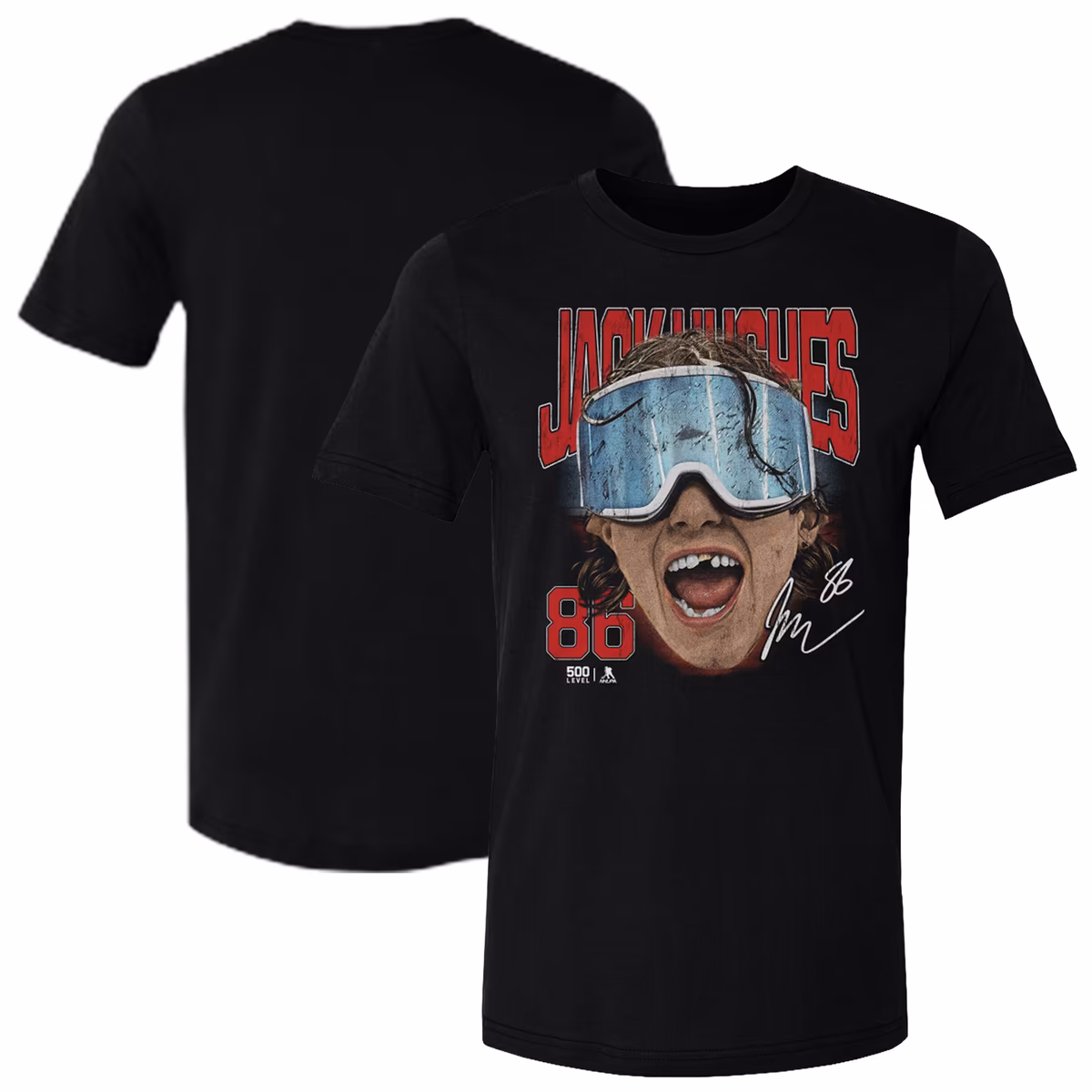 Men's 500 Level Jack Hughes Black US Men's Hockey Goggles T-Shirt 1 Men's 500 Level Jack Hughes Black US Men's Hockey Goggles T-Shirt