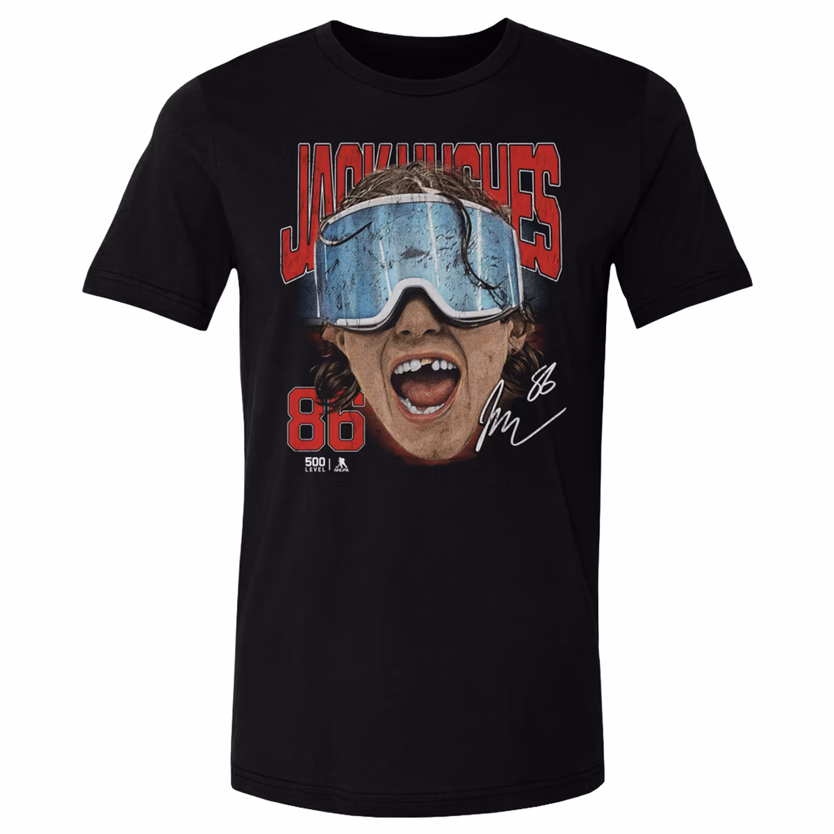Men's 500 Level Jack Hughes Black US Men's Hockey Goggles T-Shirt 2 Men's 500 Level Jack Hughes Black US Men's Hockey Goggles T-Shirt